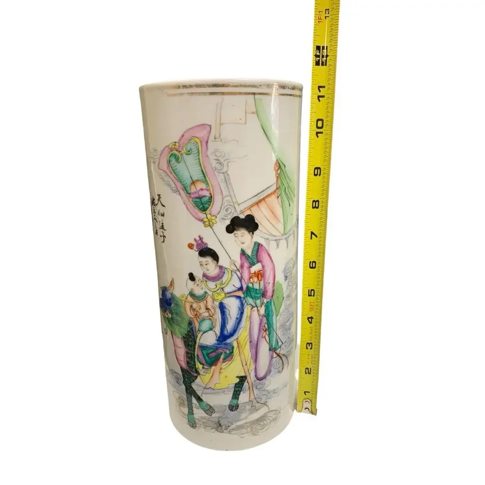 Antique Chinese Famille‎ Rose Porcelain Brush Pot Vase 11” – Republic Period